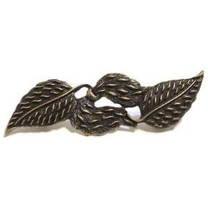 Emenee OR314-ABR Premier Collection Double Leaf Pull 5-1/8 inch x 1-1/2 inch in Antique Matte Brass Floral Series